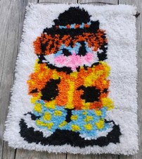 Vintage Latch Hook Rug Clown Wall Hanging Handmade Boho 14x19