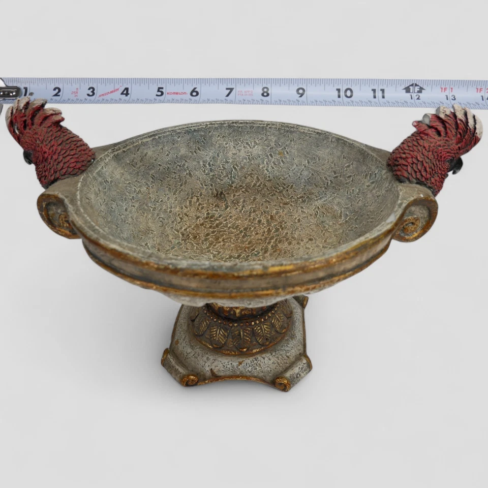 Antiguo Estilo Cabeza de Loro Rojo Cuenco Decorativo Poli Resina Centro de Mesa Decoración del Hogar Foto 4 de 4