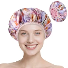Reusable 3-Layer Terry Shower Cap for Women - Waterproof Bath Hair Cover