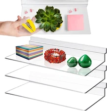 Skywin Clear Plastic Slatwall Shelves for Wall 9 X 4 Inches, 4 Pack Hanging Slat