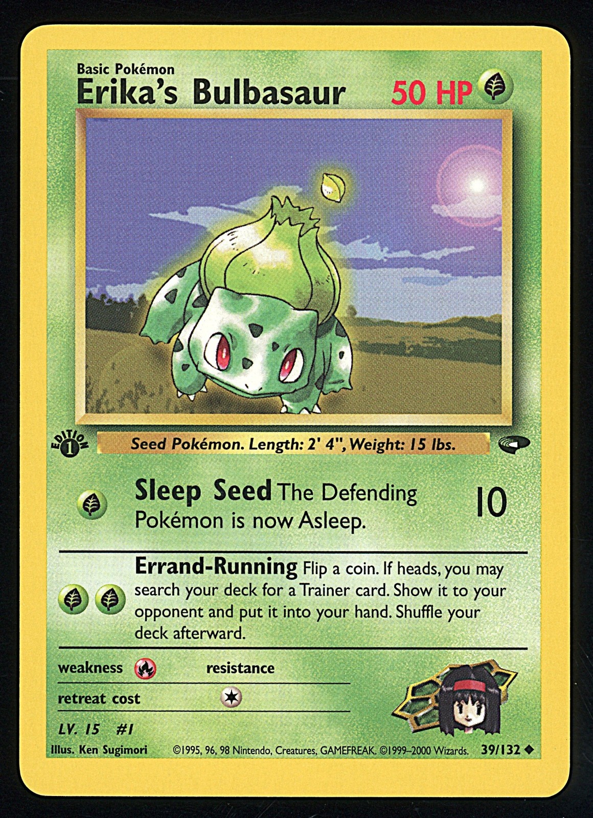 ERIKA'S BULBASAUR 2000 Pokemon Gym Challenge 1st Edition Non Holo #39 - NM