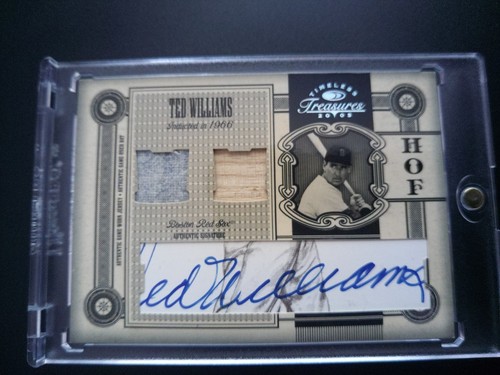 2005 Donruss Timeless Treasures Ted Williams Game Used Jersey Patch Bat Auto 1/1 - Picture 5 of 8