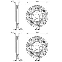 2X Bosch Bremsscheiben Ø330Mm Vorne Passend FÜR MERCEDES-BENZ E-KLASSE S-KLASSE