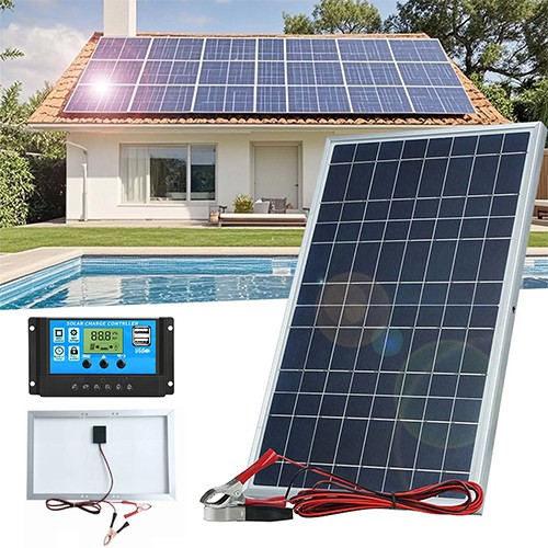 10W Solar Panel 12V Solar Cell 100A Controller for Phone/RV Car/Boat/Van Outdoor