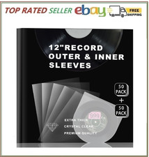 100 12" anti static Vinyl Record Sleeves Combo Pack 50x 3mil Outer 50x Inner