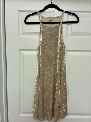 Wishlist Crushed Velvet Midi Dress Small Beige Sleeveless Racerback