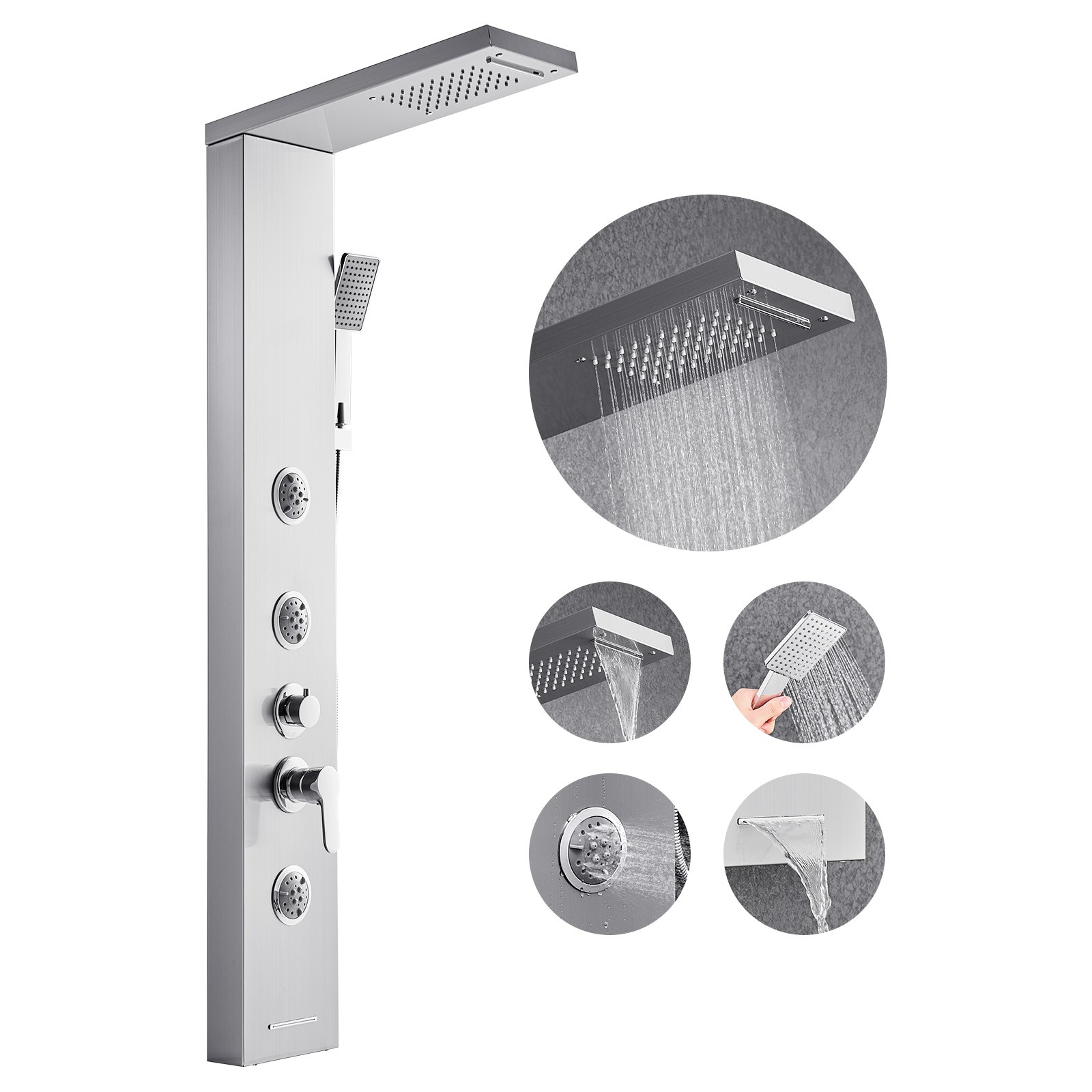 Colonne de douche effet pluie en acier inox VEVOR pour salle de bain zen
