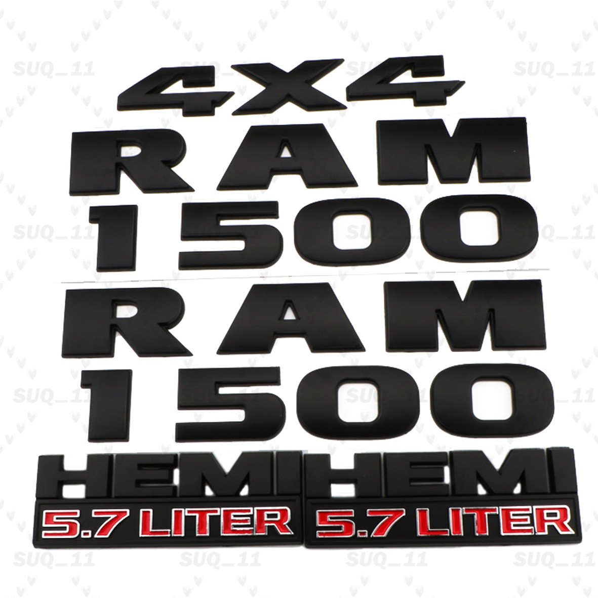 5PCS 3D Raised Emblems Letters Badges Fits for RAM 1500 HEMI 5.7LITER 4x4 Models