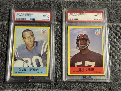 1967 Philadelphia Football PSA Graded. Jeff Smith RC #118, New York Giants.