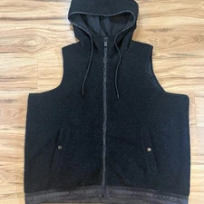 ALIA Men’s XXXL Black Hooded Sherpa Fleece Vest