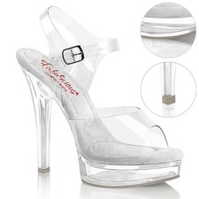 5" Clear Fitness Pageant Bikini Competition Heels Shoes Official Wide Width W