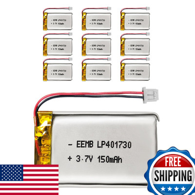 EEMB 10PK 3.7V 150mAh 401730 LiPo Rechargeable Battery Molex 51021-0200