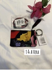 Vera Bradley Havana Rose Zip ID and Lanyard Set Floral key chain wallet NWT