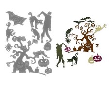 10-Piece Halloween Metal Cutting Die Set Tree Pumpkin Ghost Scrapbook Journal
