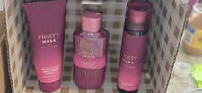 New Bath Body Works Fruity Musk Fragrance Mist, Body Cream Body Wash-3 Pc.