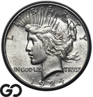 1924-S Peace Dollar, Choice AU++ Tougher Date