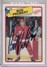 1988-89 TOPPS hockey Bob Probert RC rookie authentic autograph auto card NM RARE. rookie card picture