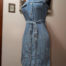 vintage 90s Expressions Women's light wash Blue denim Dress