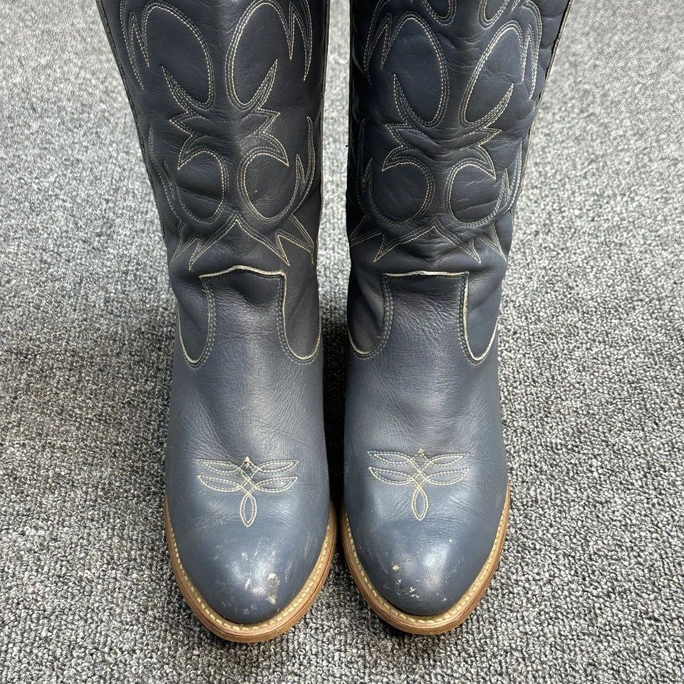 Botas de Vaquero Capezio Vintage Cuero Azul Western Rodeo Tacón Hechas en EE. UU. Talla 9M Foto 4 de 4