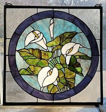 Beautiful Tiffany Style Stained Glass Window Calla Lilly 20"x 20"