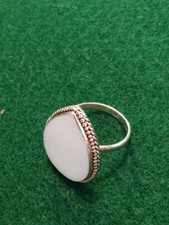 Sterling Silver 925 Pear Shaped White Chalcedony Ring Braided Setting Size 5.5