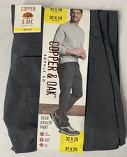 Copper Oak Men's Tech Utility Pants Straight Fit Stretch Flex Waist GRAY 32x29