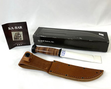 NIB KA-BAR 2225 USN MARK 1 Survival Utility Knife Straight Edge Leather Handle