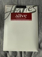Hanes Alive Full Support PANTYHOSE 810 Control Top Size C Jet Black