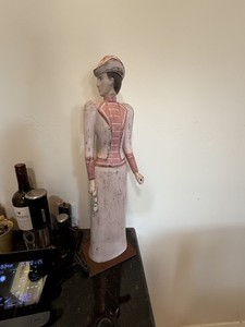 Antique Carved Wood Victorian Woman Dress Shop Apparel Display Advertising 24" 