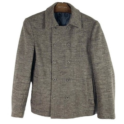 NWOT ALTEA Blazer Jacket Men EU 48~M ITALY Wool Plaid Grey Brown Double-Breasted
