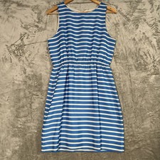 J. CREW Striped Sleeveless Dress 6 Blue White Coastal Preppy Nautical Summer