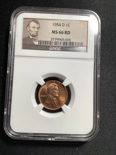 Beautiful High Grade 1954-D Lincoln Cent.  NGC GRADED MS 66 RED
