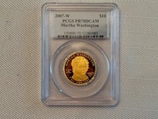 2007-W Martha Washington First Spouse 1/2 oz gold $10 PCGS PR70 DCAM w/ COA