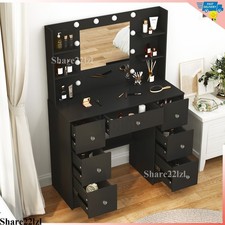 Makeup Vanity Desk Set with LED Lights and Drawers Dressing Table for Bedroom