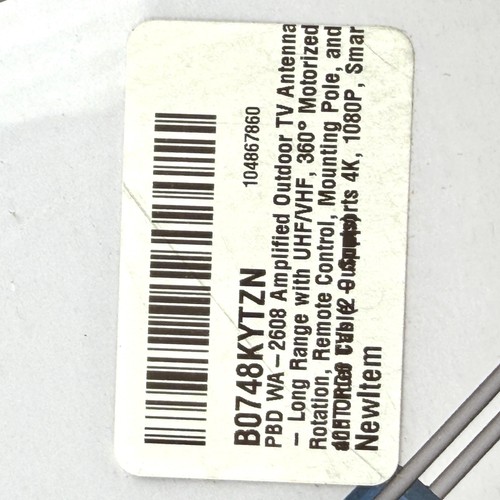 PBD WA-2608 Amplificado Exterior HDTV Antena Poste 360° Control Remoto Motorizado 4K 1080p - Imagen 8 de 8