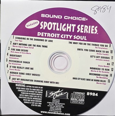 SC8984 DETROIT SOUL RARE     SOUND CHOICE KARAOKE CDG  LOT LONG DRIVE