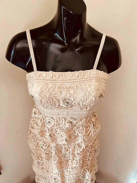 SUE WONG NOCTURNE formal dress gown lace tiered ruffled embellished size 10 - Image 2 of 4