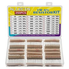 ALLECIN 25 Values 1W Carbon Film Resistor Kit from 1 Ohm to 1M 1 Watt