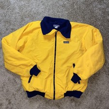 Vintage Lands End Squall Jacket Mens LT Yellow Windbreaker Fleece Lined USA
