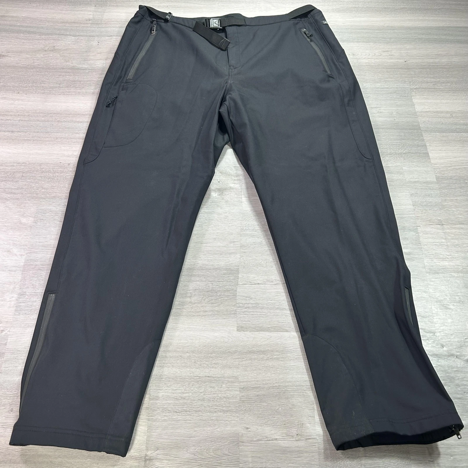 REI Snow Pants Mens 2XL 42x35 Black Softshell Fleece Lined Ski Hiking Stretch