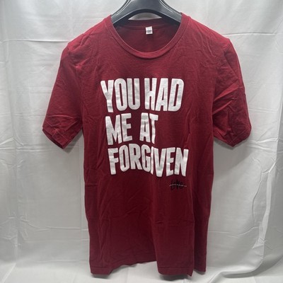Size LARGE Men s You Had Me At Forgiven T-shirt Red White Graphics Bella+Canvas