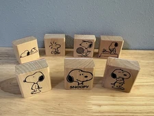 (Set Of 7)   Peanuts Snoopy Rubber Stamps