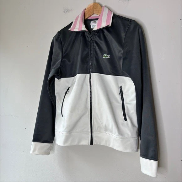Lacoste Sport Vintage Y2K Gray White Pink Fleece Lined Track Suit Size S - Image 3 of 4