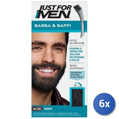 6er Bundle Just For Men Sofort Bart Bartfarbe Gel Schwarz N. 55