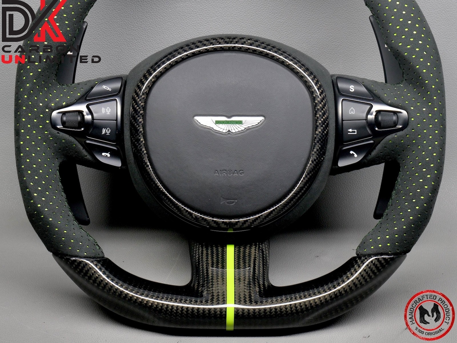 Aston Martin DB11 DBS Vantage AMR Green Ring Alcantara Carbon Steering Wheel v3
