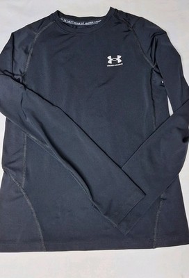 Under Armour Boys HeatGear Long Sleeve Compression Shirt Youth L Black Fitted