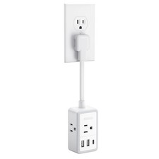 Short Extension Cord 6 inch,Flat Outlet Extender with 3 AC Outlets 3 USB 1 U...