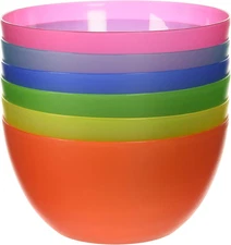6 Pc Fun Multi-Colored Bpa-Free Bowls - Cereal Fruit or Soup Bowl