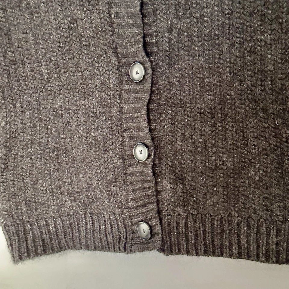 Colete suéter Garnet Hill cinza malha cabo encolher lã cabelo de coelho tamanho XS tamanho grande - Imagem 4 de 4