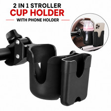 2 in 1 Stroller Cup Holder with Phone Holder Universal Pushchair Wheelchair cycl